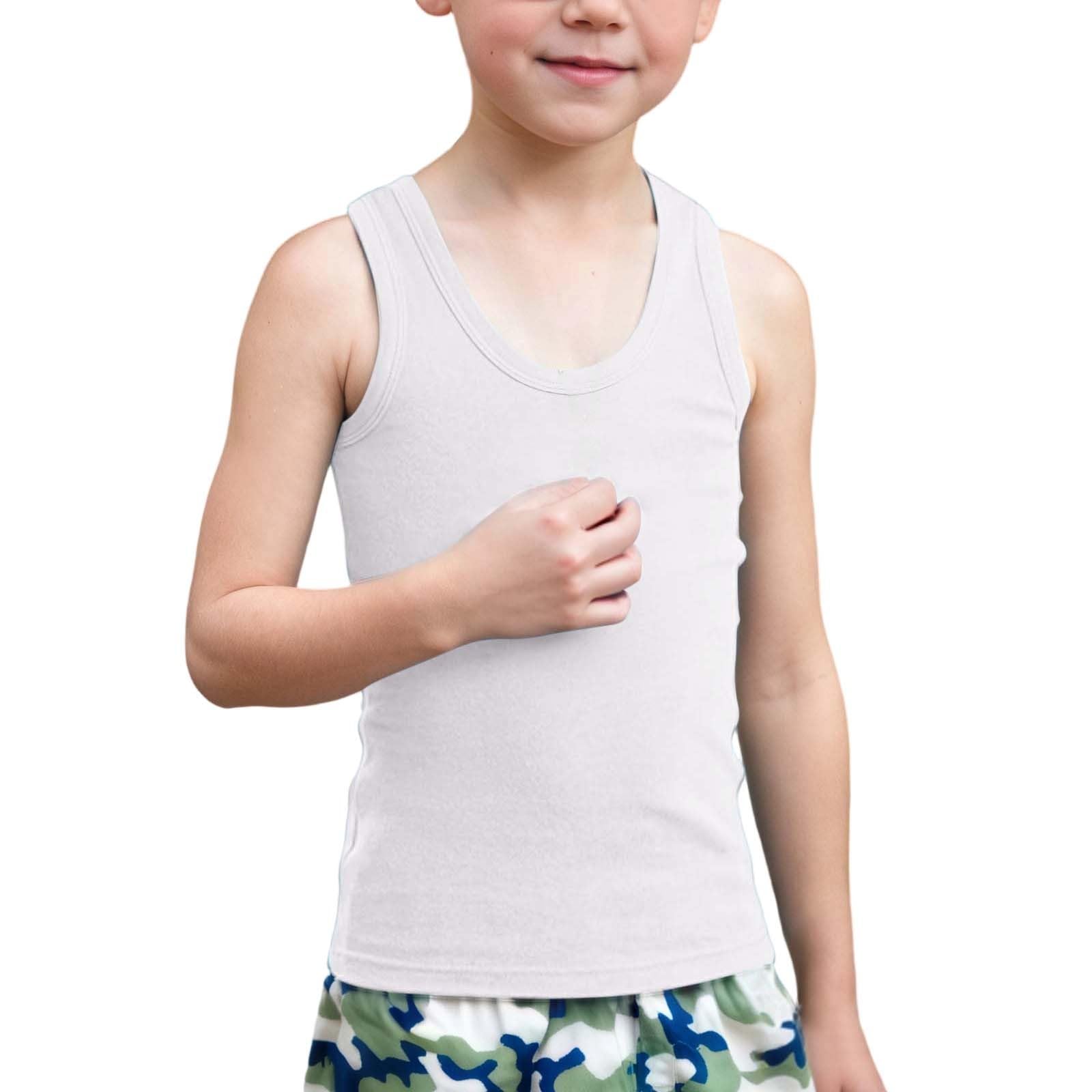 Generisch Débardeur Garçon, sans manches, col rond, t-shirt basique, bretelles respirantes, élastique, doux, débardeur léger, décontracté pour le sport