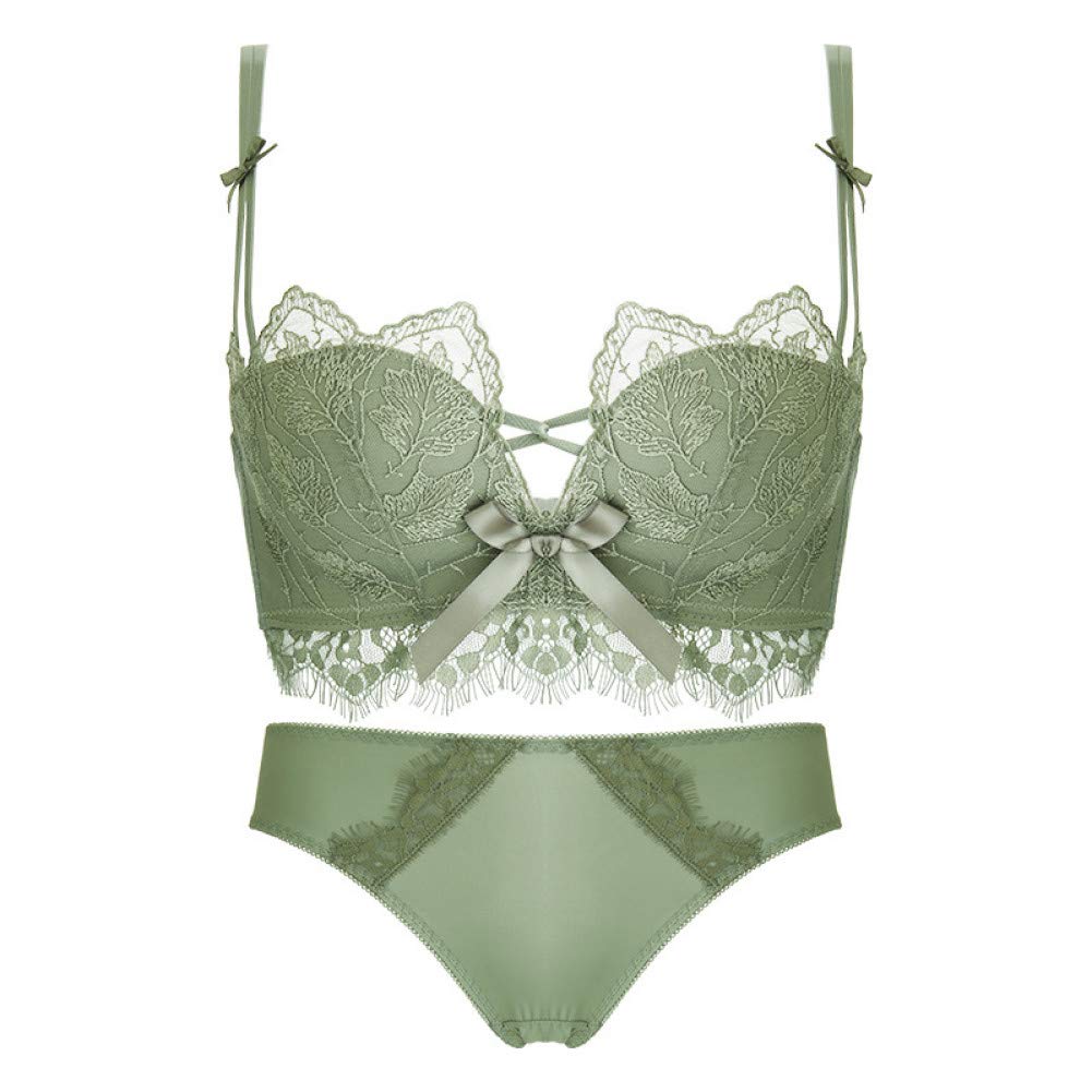 YUANCHENGUnderwear Set Beautiful Back Wireless Bra Lace Lingerie Gather Push Up Bra and Panty Set Seedless