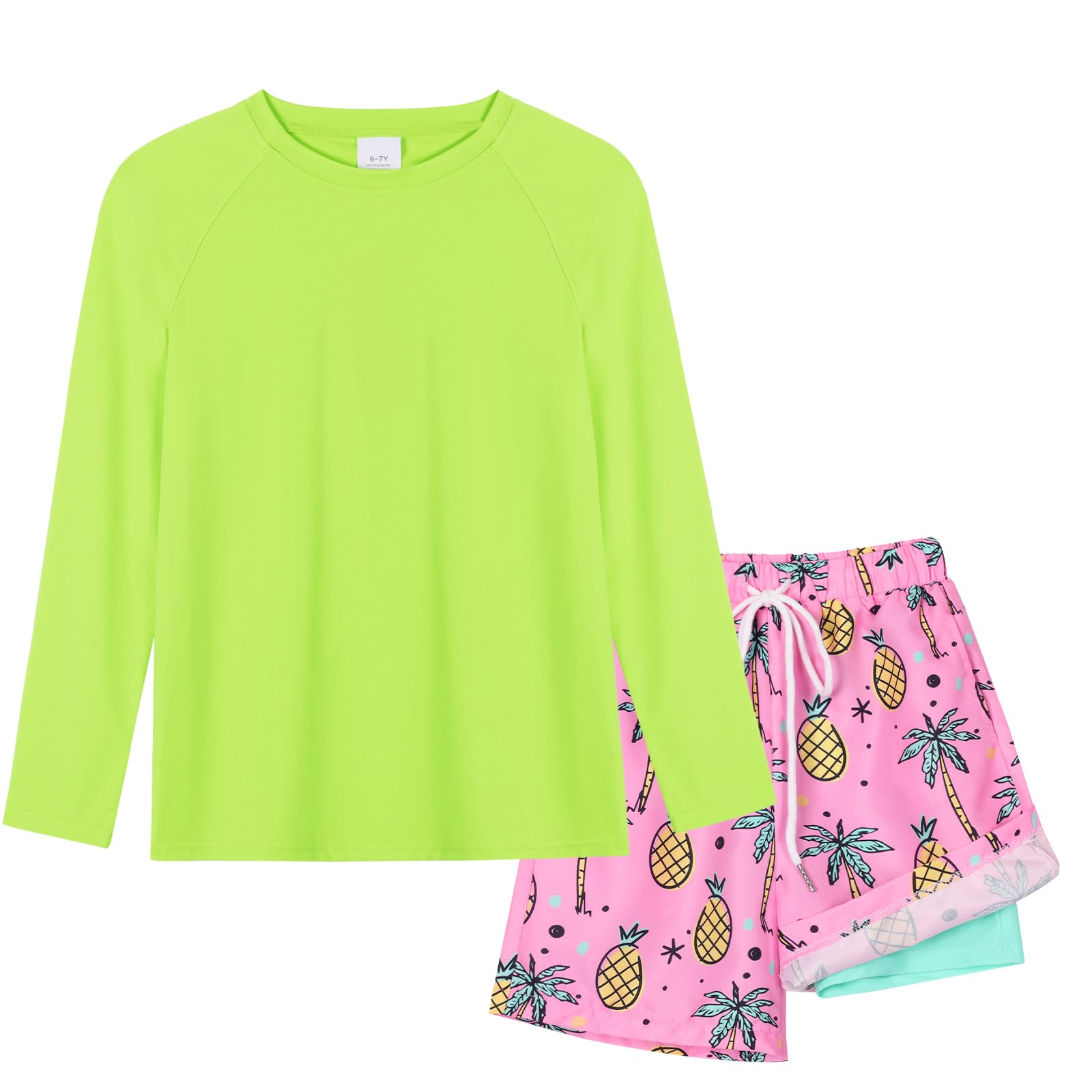 Valcatch Boys Swim Set with Long Sleeve Rash Guard and Swim Trunks Kids Youths Two Pieces Bathing Suit UPF 50+ Swimwear