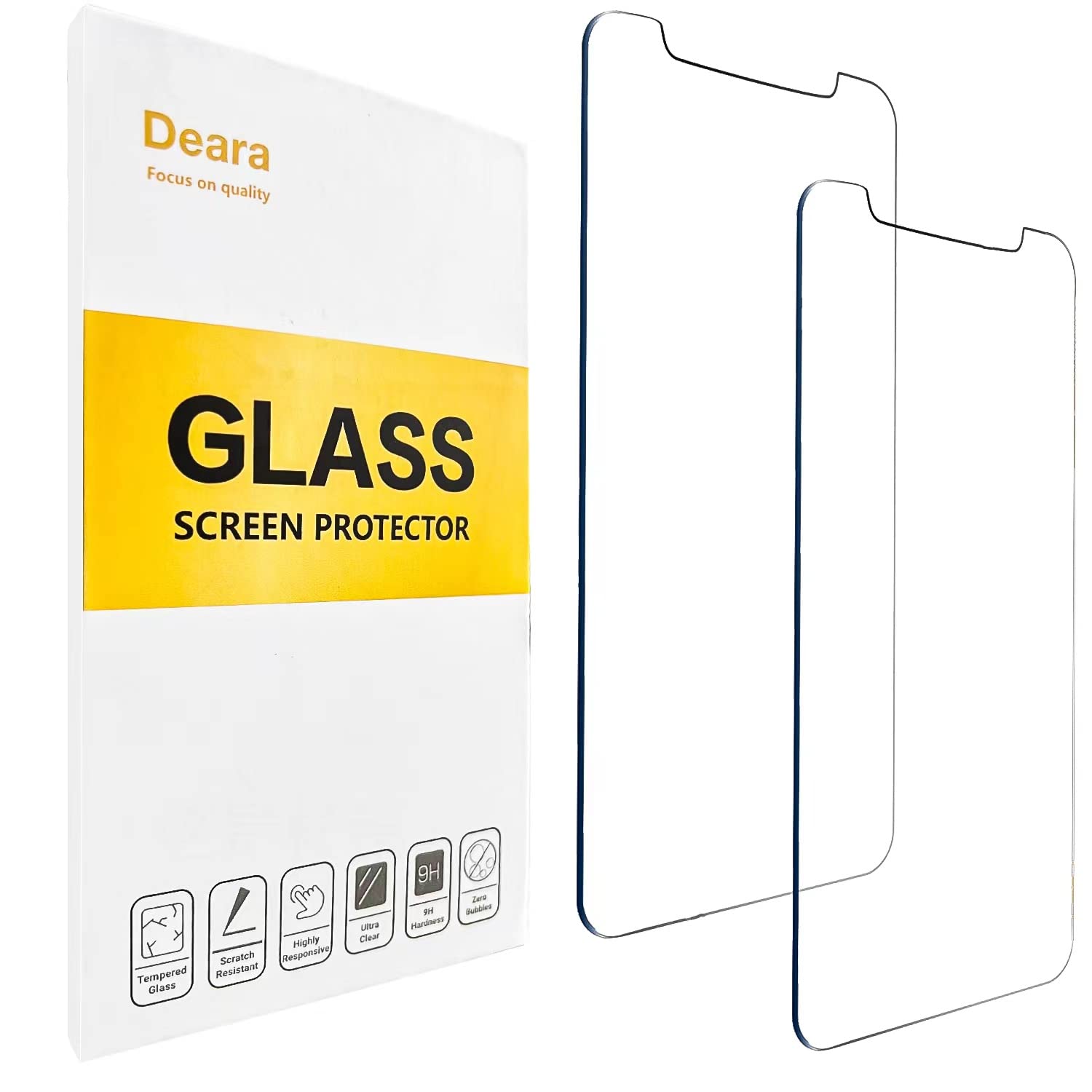 Deara ArmorPro 9H+ Tempered Glass Screen Protector for iPhone 11/iPhone XR [6.1 Inch] Case Friendly (Longest Durable) 2 Pack