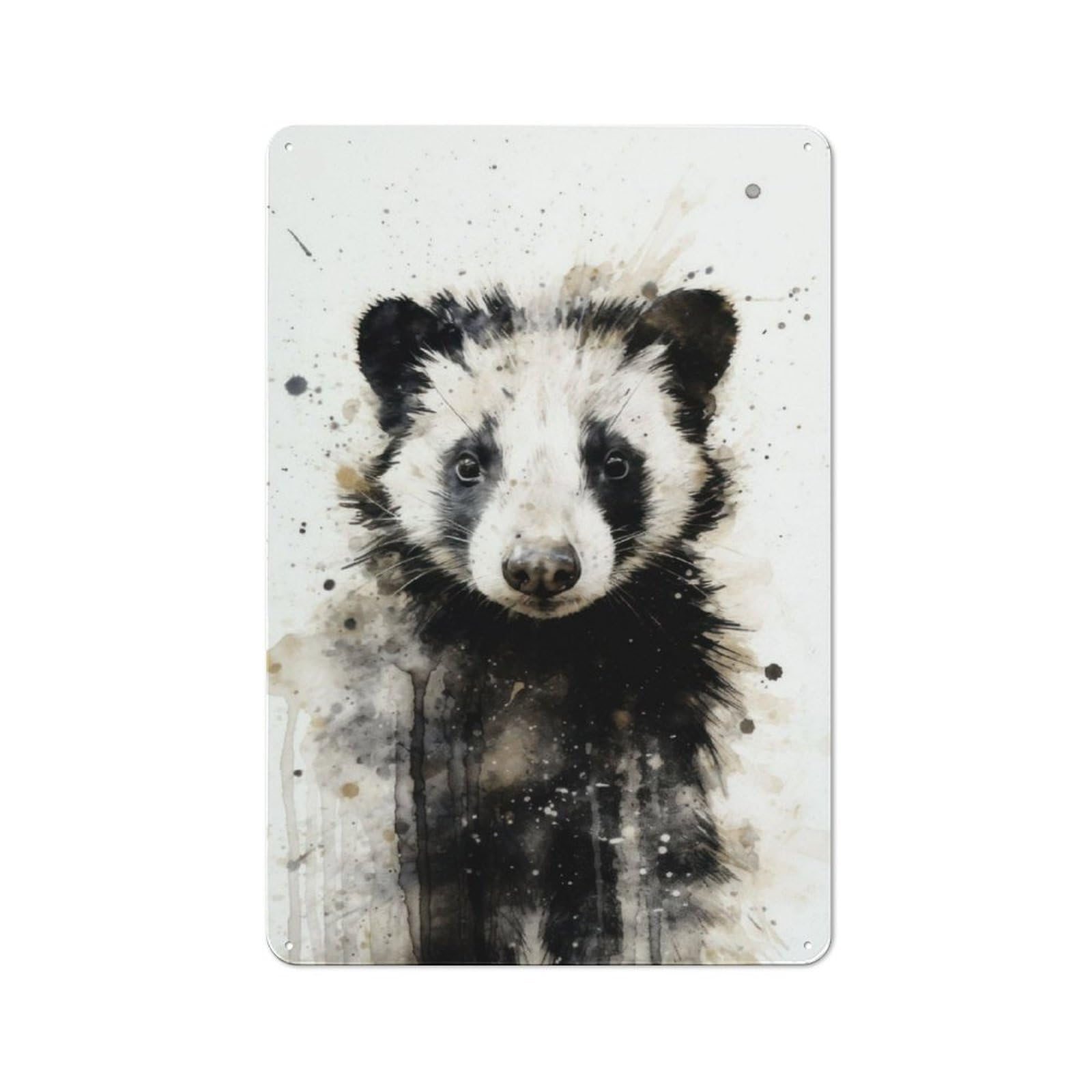Junmoney Skunk Beauty Black Ink Metal Plaque 30X20cm With For Hallway Wall, Retro Decor, For Wall Display Collectors