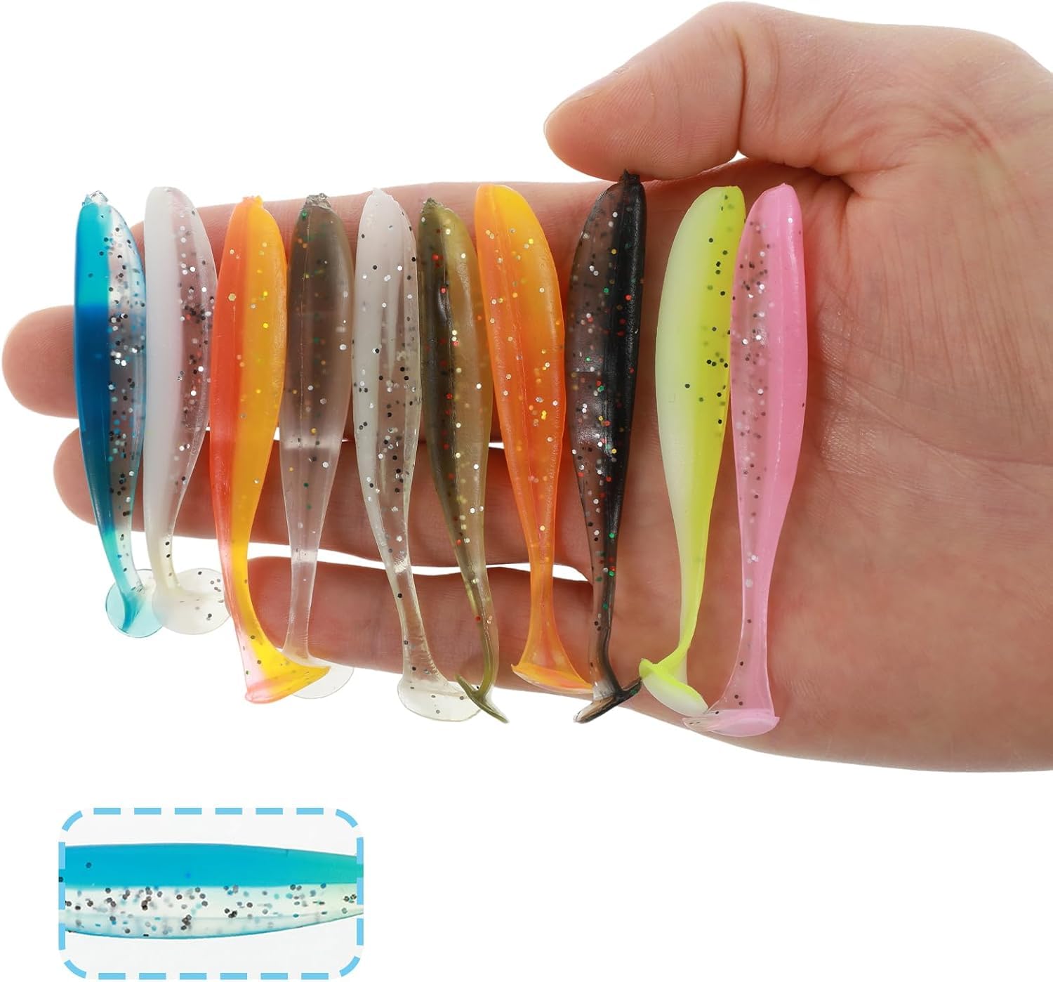 Weiche Kunststoffköder, Paddelschwanz, Schwimmköder, Angelköder, Gleitköder, Paddelschwanz, Schwimmköder, Barsch, Angelköder, vorgerigter Jigkopf, weiche Angelköder, Forelle für Salzwasser, Süßwasser