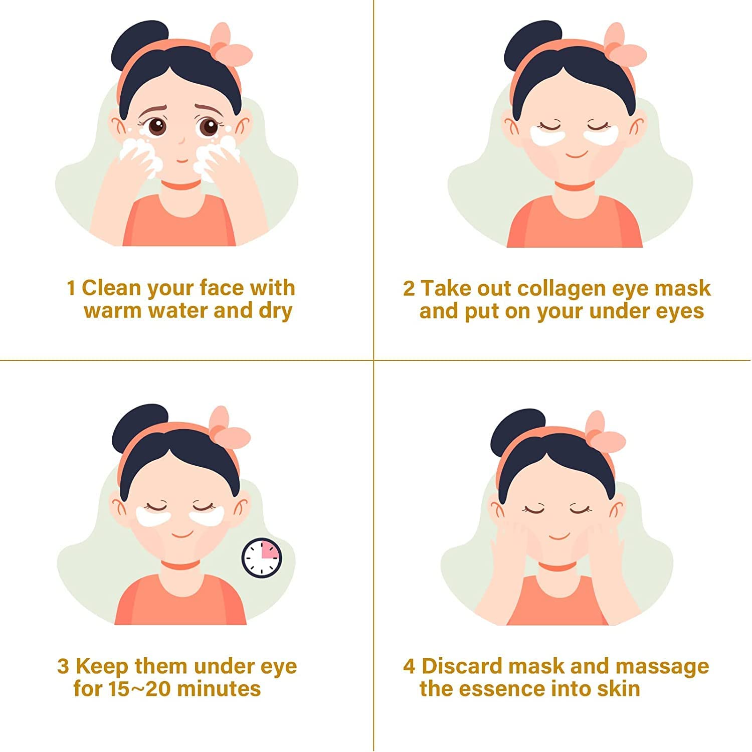 JICOOT Under Eye Patches (10 Pairs-Eye Masks) Under Eye Mask Amino Acid & Collagen, Under Eye Mask for Face Care, Eye Mask for Dark Circles and Puffiness, Under Eye Masks for Personal Care (GOLD) 4