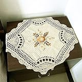 vanyear Handmade Crochet Lace Table Cloth Embroidered Doilies Placemat (Beige, 16.5inches(42cm))