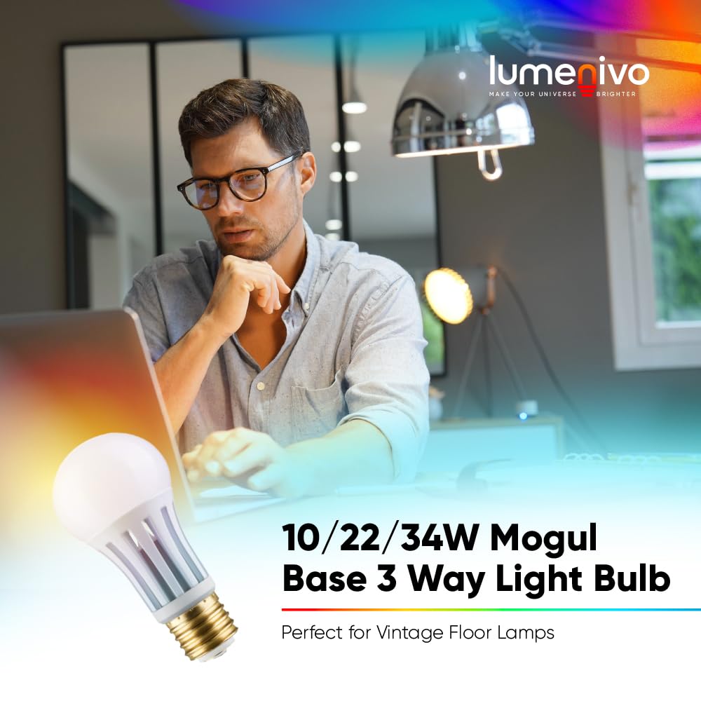 Lumenivo 3-Way Mogul Base Incandescent Bulb – PS25, 100/300W, E39 Base, Soft White, 2-Pack