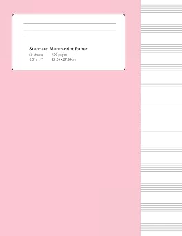 Standard Manuscript Paper Pink Cover Blank Sheet Music Notebook