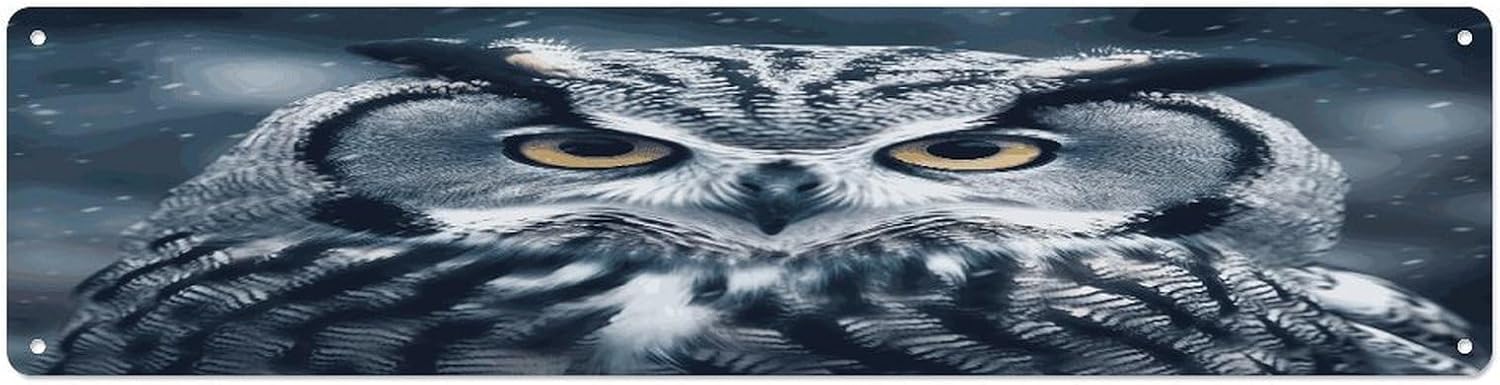 Grey And White Owl Wall Decor Aluminum Poster Sign