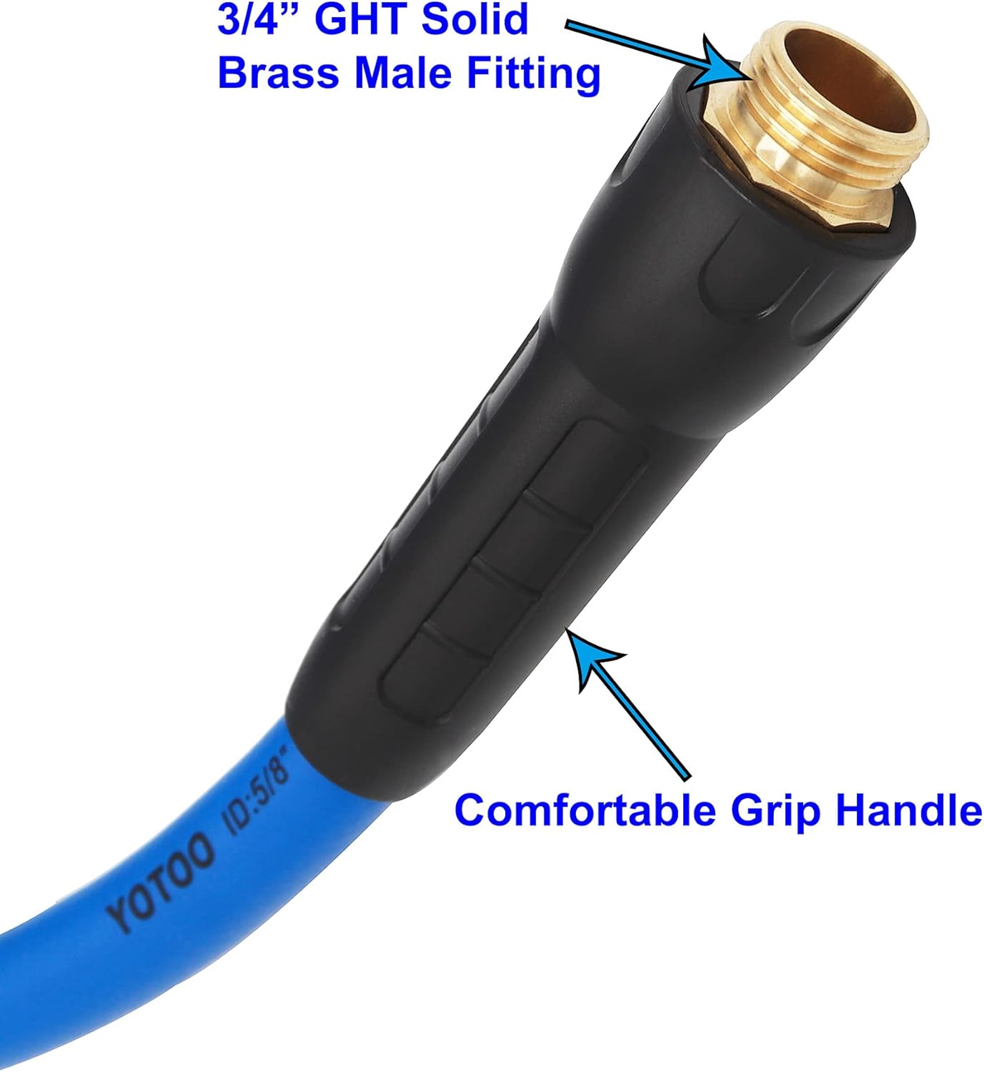 YOTOO Heavy Duty Hybrid Garden Water Hose 5/8-Inch by 50-Feet 150 PSI Kink Resistant, Flexible with Swivel Grip Handle and 3/4" GHT Solid Brass Fittings, Blue : Everything Else