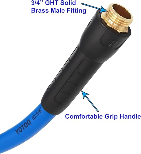 Miniatura 4 de YOTOO Manguera de agua híbrida de jardín resistente de 58 pulgadas por 25 pies, 150 PSI resistente a las torceduras, flexible con boquilla de