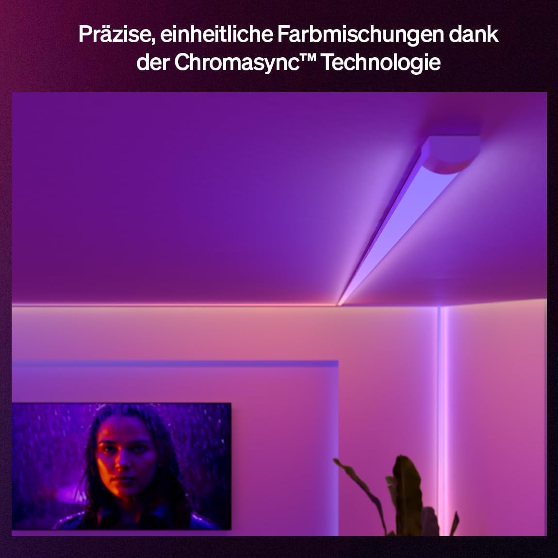Philips Hue OmniGlow 3m Mikro LED-Lightstrip 2700 lm Lichtband farbige LED Streifen App- und Sprachsteuerung
