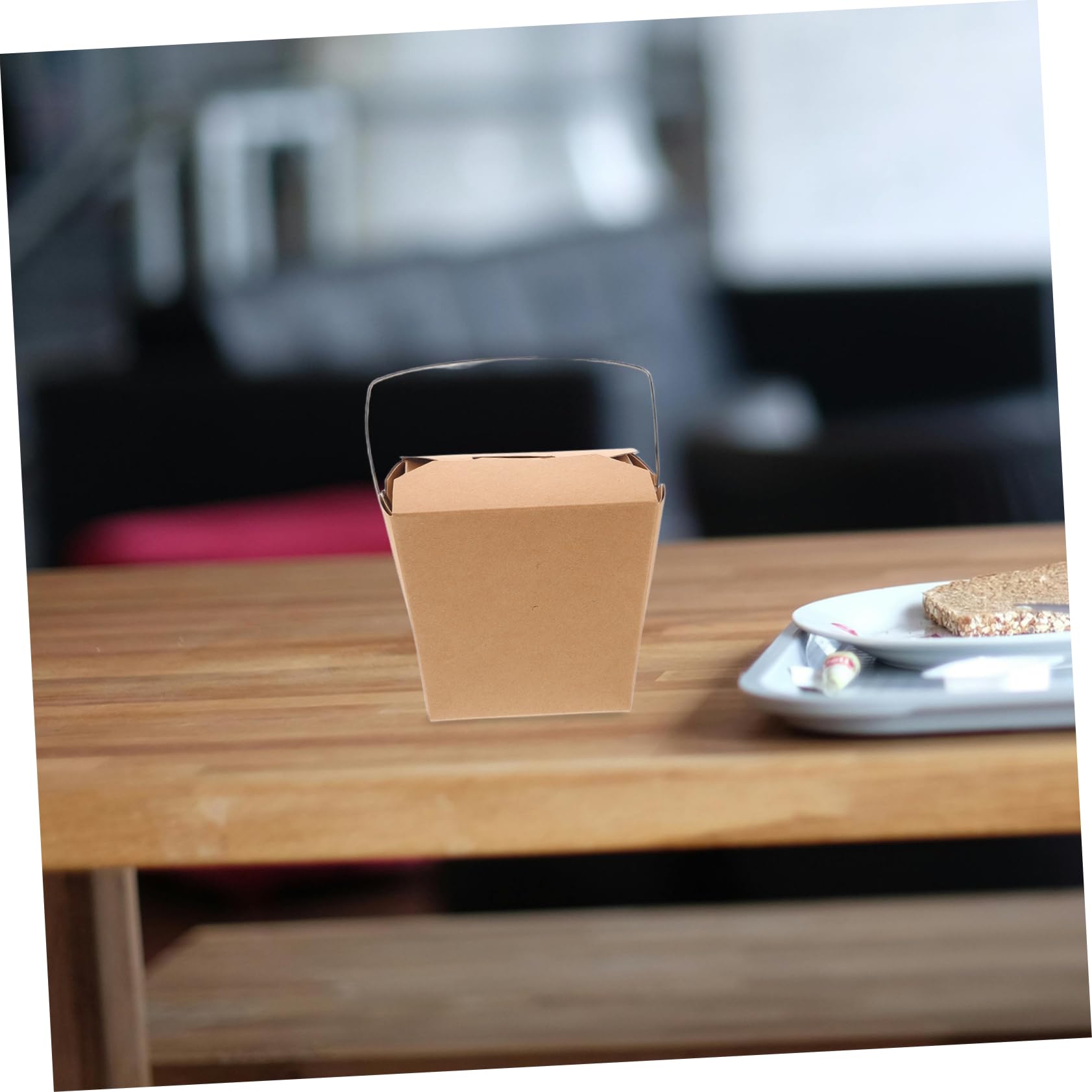 OUNONA Scatole Asporto Alimenti 50 Pezzi in Carta Ferro con Manico | Colore Coffee, Design con Filo Metallico, per Varie Occasioni di Pranzo e Picnic