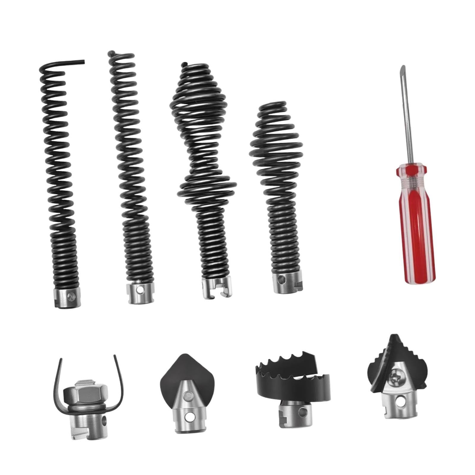 Juego cabezales corte combinados para limpiador desagües, accesorio taladro para desatascador tuberías, para máquina dragado, Juego de 9