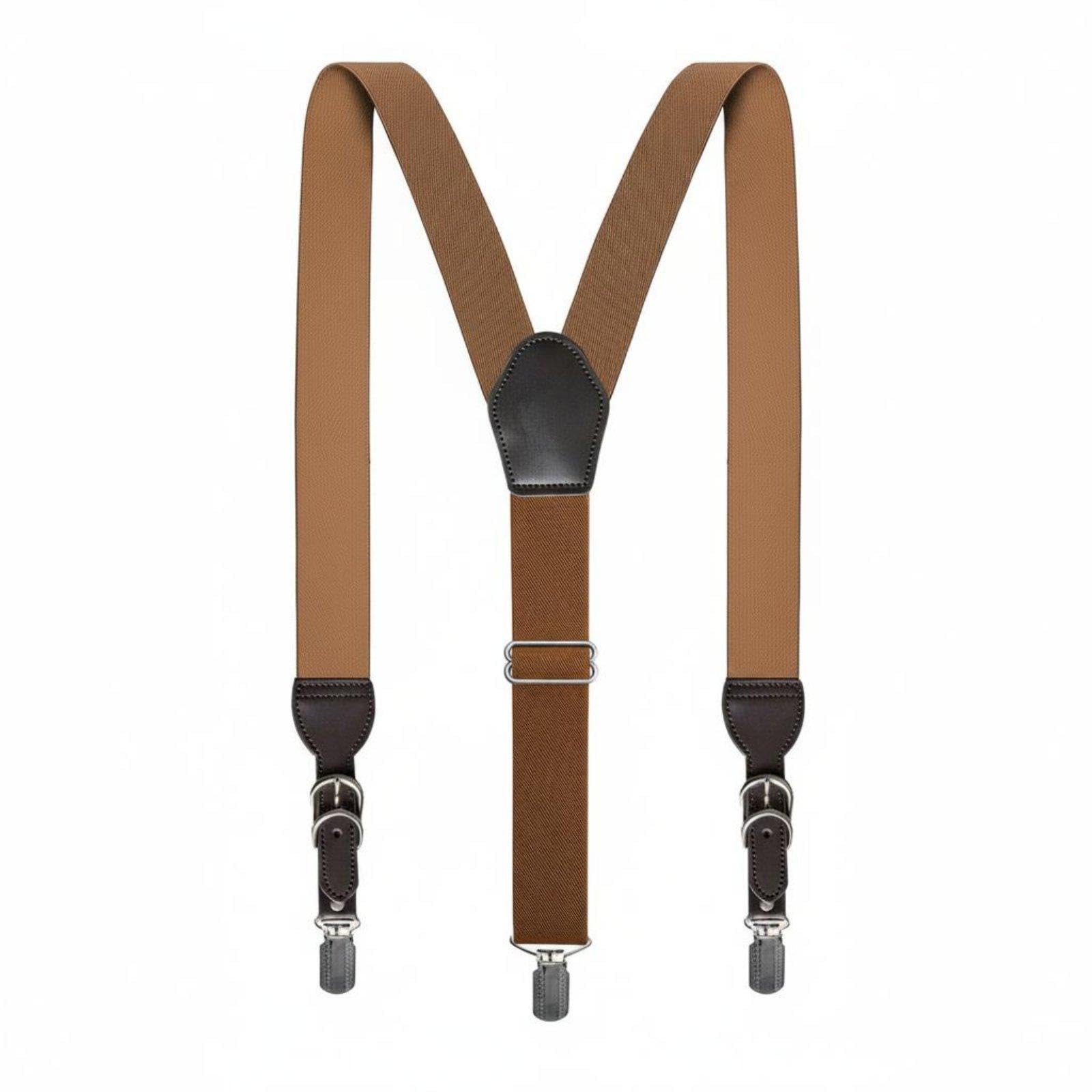 Adjustable Y-Back Suspenders Elastic Strapping Heavy Duty Clip Suspenders Leather Reinforced Suspender Suspenders for Workwear, Casual Wear Camel|Clothing Shoes & Accessories| Mens Access-image-41