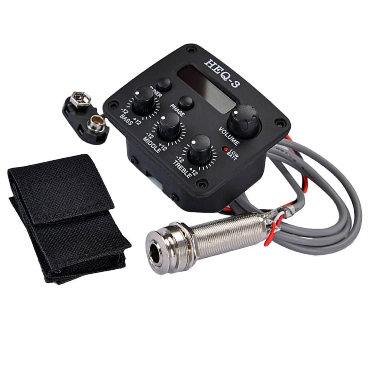 Toddmomy Acoustic Guitar Preamp Piezo Pickup with Bands Eq Equalizer and LCD Tuner Essential Accessory for Accurate Tuning Noisy Rooms Easy Installation Black