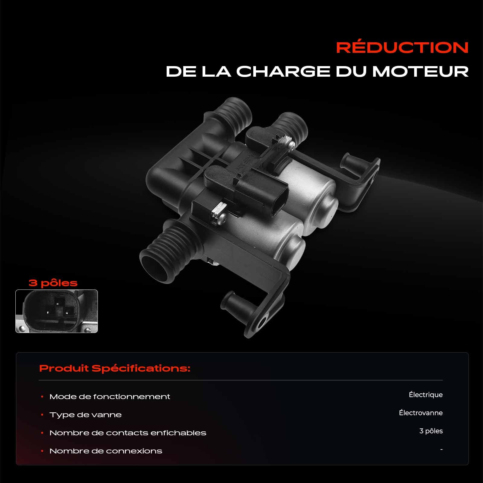 Frankberg Vanne de régulation du liquide de refroidissement 64116906652 | Compatible avec: Série 6 Cabriolet E64, X5 E53, Série 7 E65 E66 E67, Phantom VII Drophead Coupé RR2, Phantom VII RR1