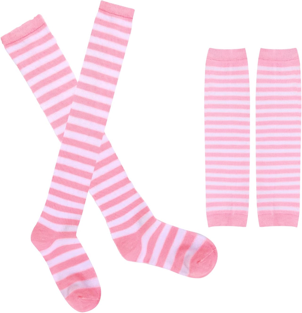 Benefeet Sox Womens Girls Striped Thigh High Socks Over Knee High Socks Leg Arm Warmer Fingerless Gloves Set Tube Costume - Image 3