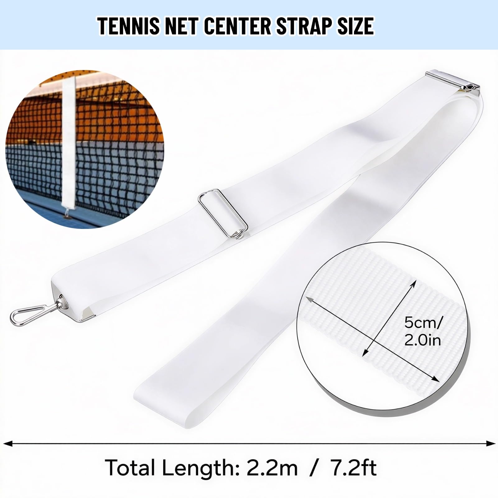 VGEBY Cinturino per Rete da Tennis, Cinturino Centrale per Rete da Tennis Cinghie Centrali Regolabili per Rete da Tennis Fibbia in Acciaio Inossidabile per Allenamento Sportivo