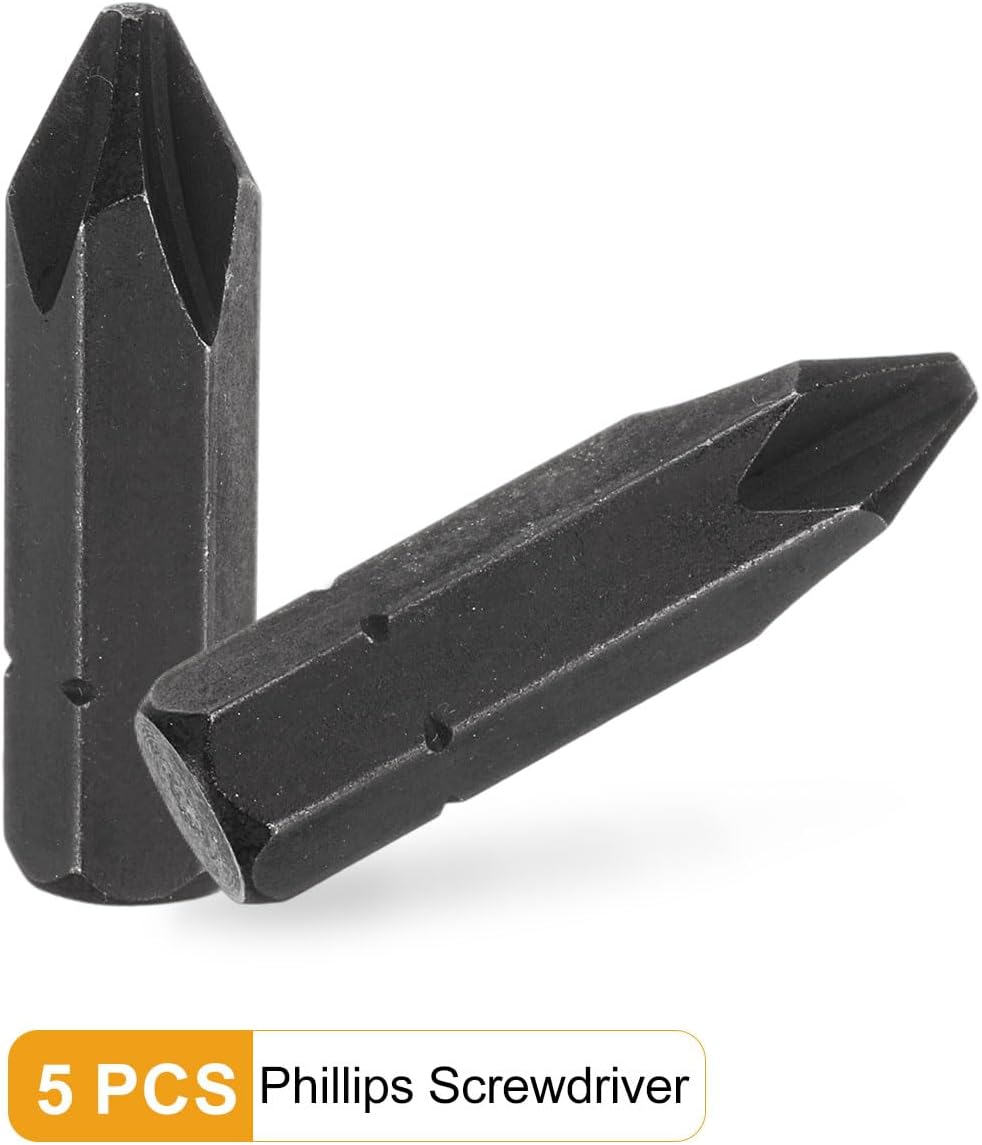 HARFINGTON 5pcs PH2 Phillips Screwdriver Bit 5/16" Hex Shank 32mm/1.26" Length Magnetic Cross Head Hex Bits S2 Steel Screw Driver Bit for Impact Electric Screw Driver Power Tools, Black