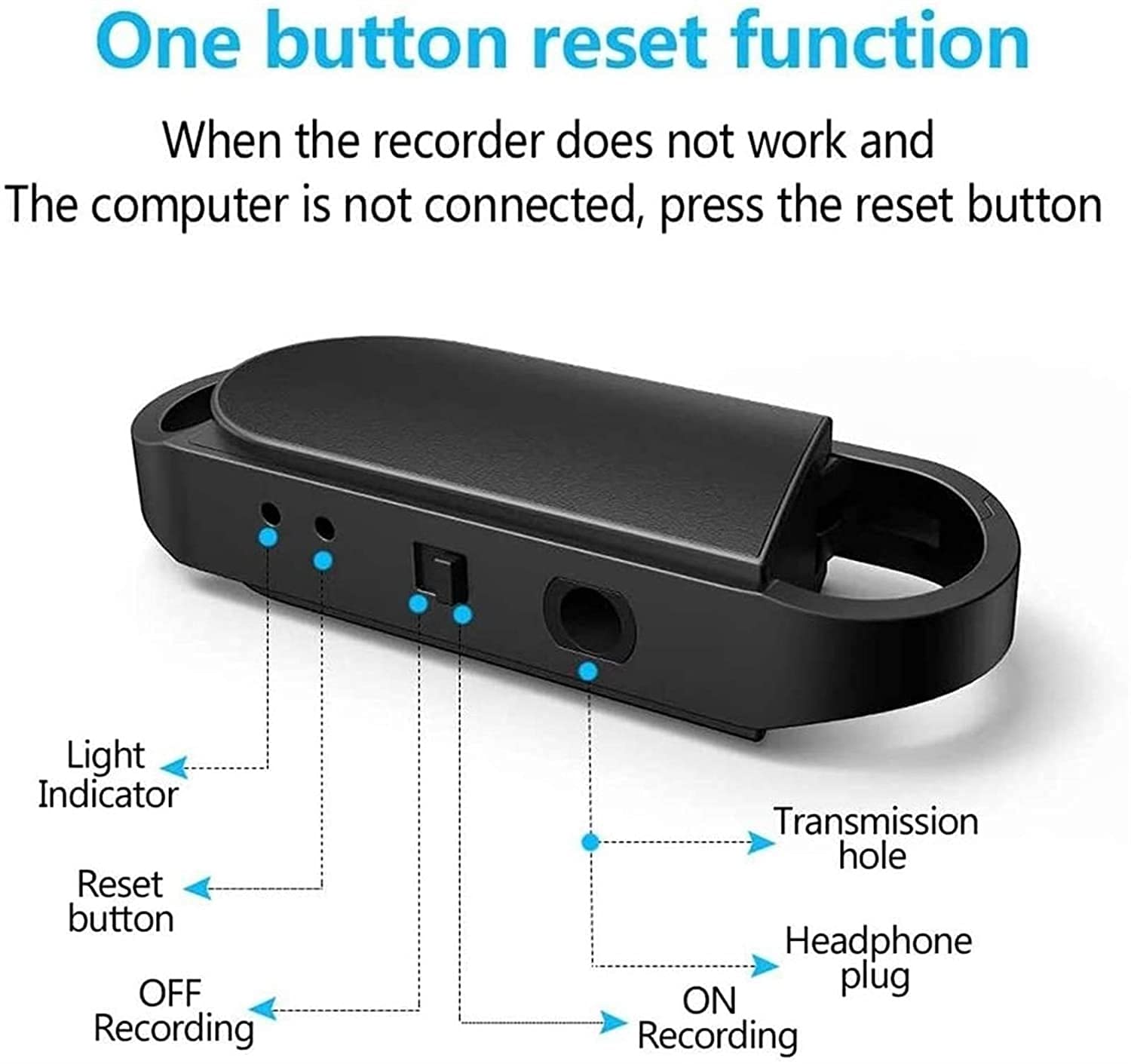 Llavero Grabadora de Voz, grabadora de Audio Recargable de 32 GB con reproducción y Auricular, Mini Cinta portátil dictáfono con reducción de Ruido Inteligente, USB