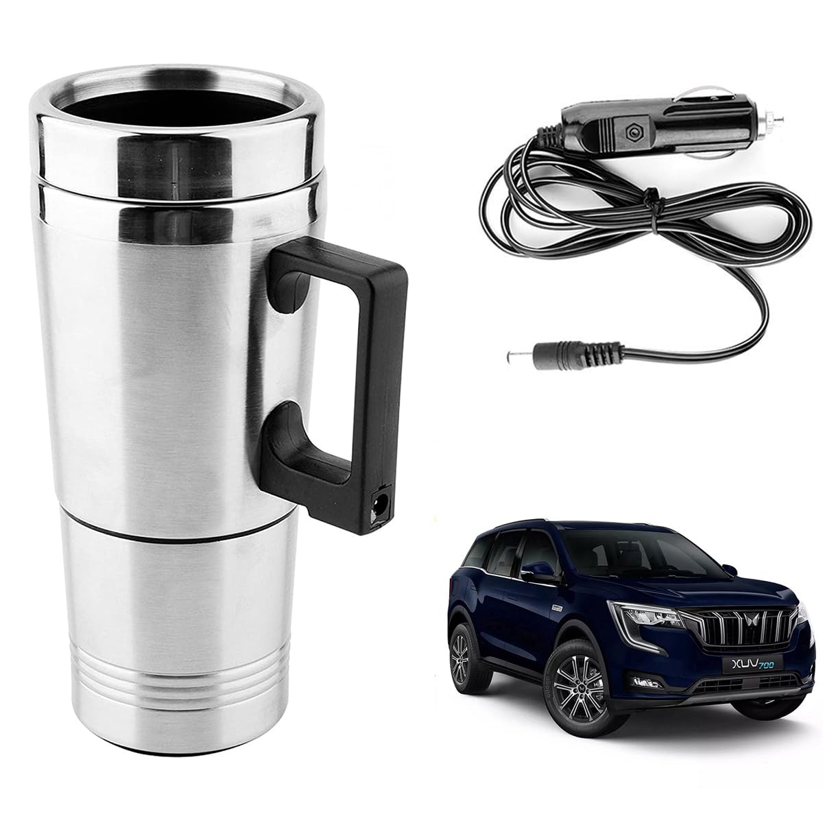 Oshotto 12V Stainless Steel Car Heating Mug Travel Friendly Electric Coffee Kettle Compatible with Mahindra Xuv-700 (300ml)-image-30