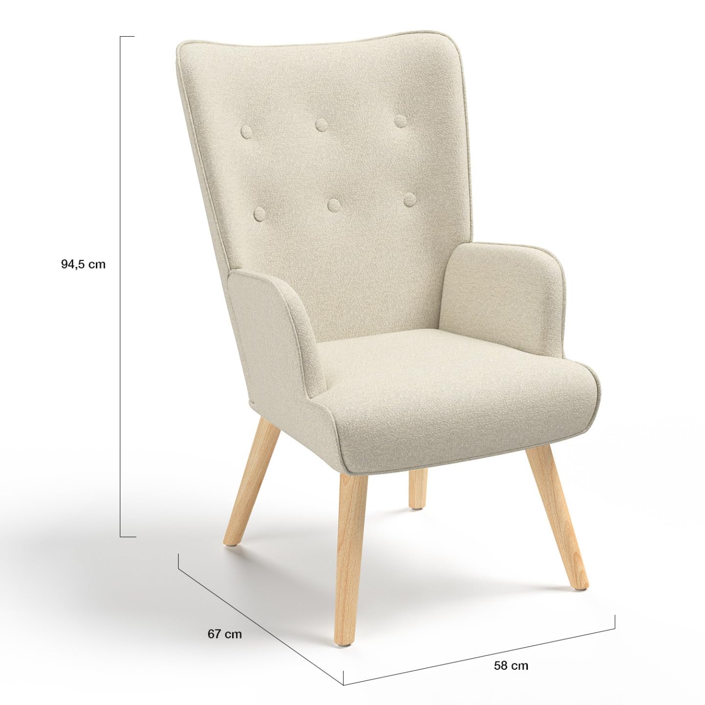 IDMarket – Silla escandinava Ivar en Tela Beige