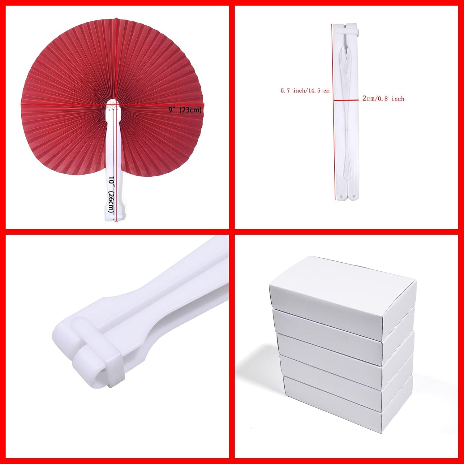 20 Pieces Red Round Paper Fans image 2