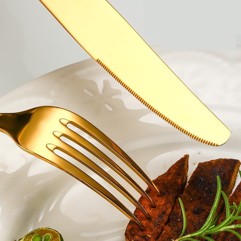 Genérico Juego De Cubiertos De Acero Inoxidable, Cubiertos De Acero Inoxidable 304, Juego De Cuchillo Y Tenedor para Carne Duradero, Cubiertos De Banquete Multifuncionales (Black 5 Pieces for 1)