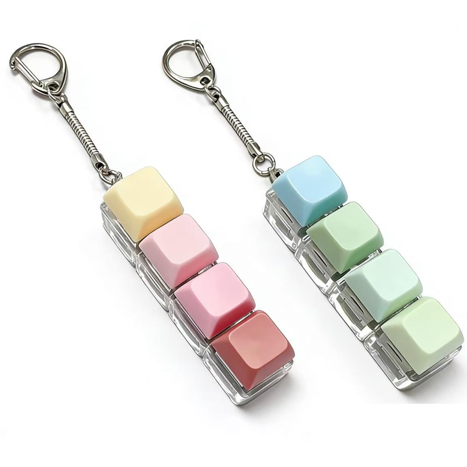 Keyboard Fidget Toy 2PCS, Four Key Mechanical Style Keychain with Snake Chain, Stress Relief Gadget for Office Workers and Students, Portable Anxiety Relief Tool for Commuting and Gaming-image-32
