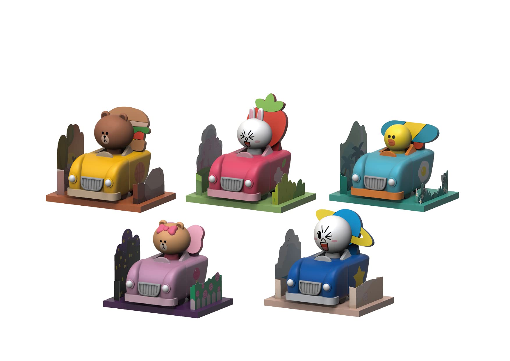 Beast KingdomLine Friends Pull Back Car Set, Multicolor