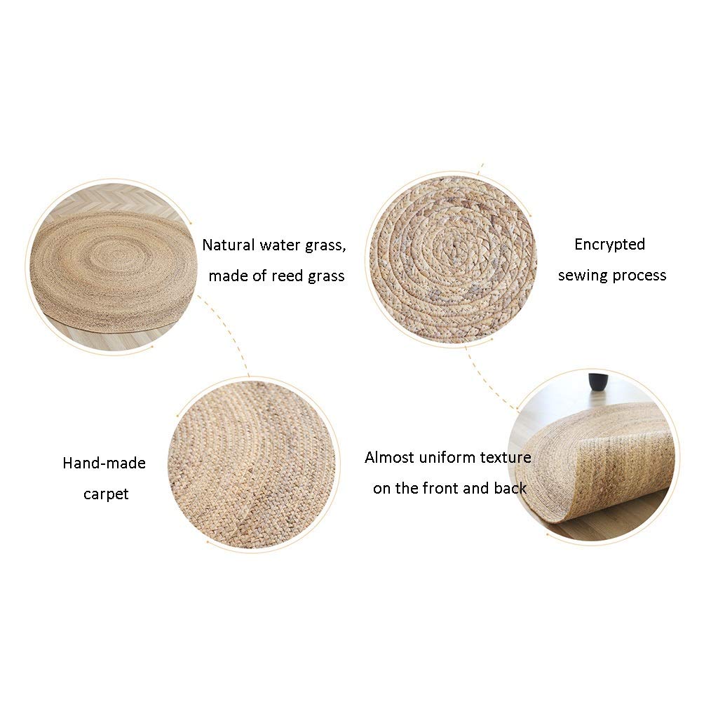 Wen Tapis Rond Tissé À La Main Moderne en Toile De Jute Lavable en Machine Antidérapant Chambre Salon Diamètre 80/100 / 120cm (Size : Diameter 120cm)