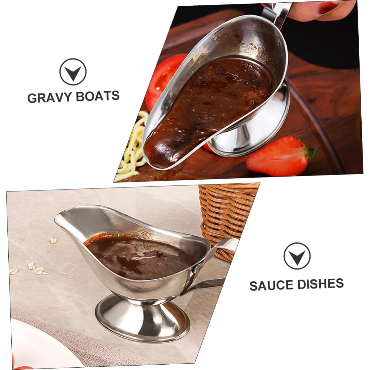 HOLIDYOYO 3pcs Stainless Steel Gravy Boats Sauce Serve Gravy Boat Sauce Dishes for Dinner Party