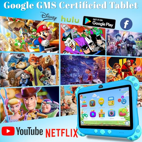 Image of YINOCHE 7 Inch Kids Tablet with Case, WiFi, Android Kids Tablet, 32GB Storage, Dual Camera, Shockproof Case, Parental Control Tablets Compatible with Netflix, Multi
