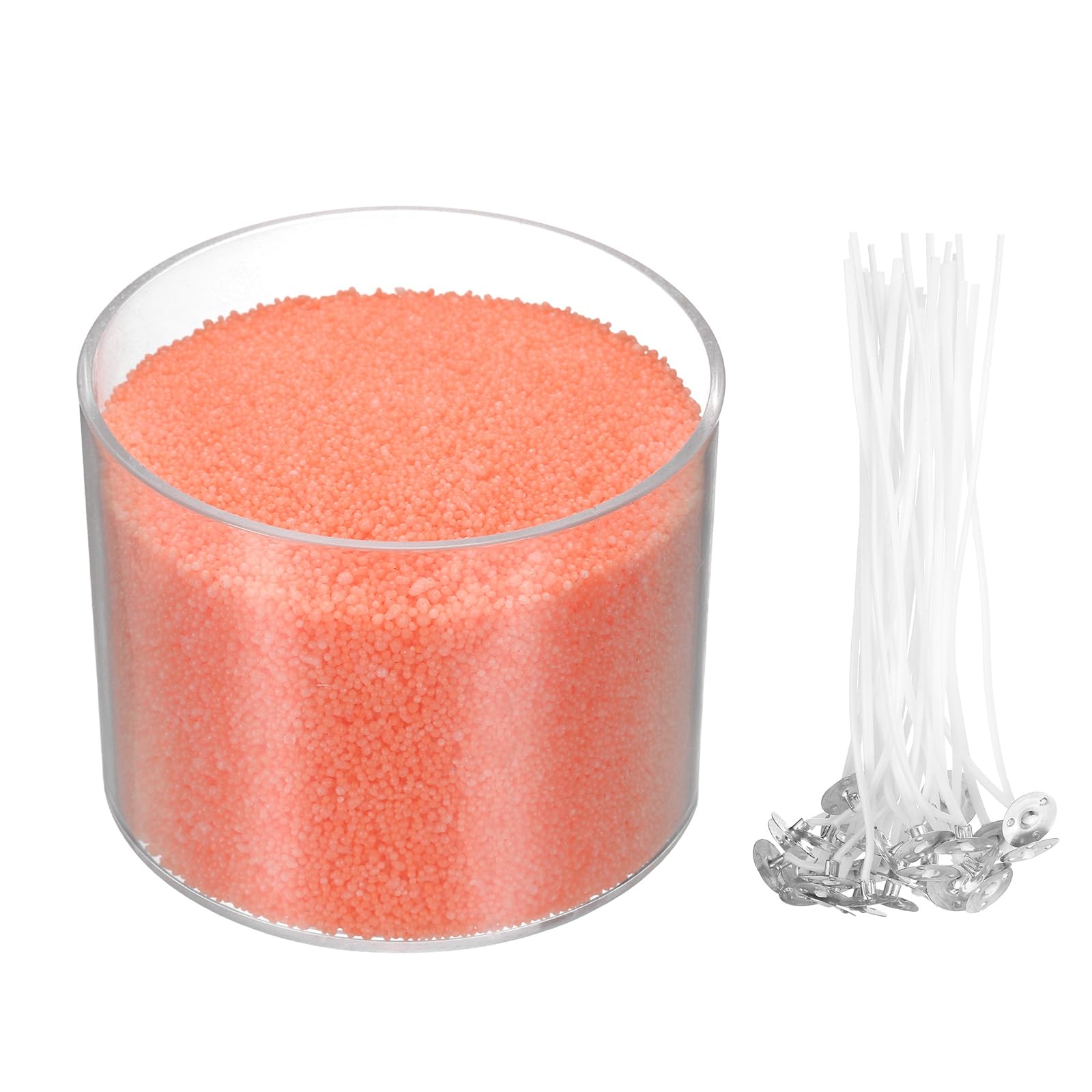 sourcing map Pearled Sand Candles with 50 Pcs Wicks 21Oz / 600g Candle Beads Refillable Powder Sand Wax Making Kit for Thanksgiving Christmas Wedding Party DIY Home Crafts, Orange