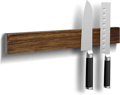 Fohil Soporte magnético para cuchillos de pared de 12 pulgadas, potente cuchillo de madera de acacia que ahorra espacio, tira magnética, sin