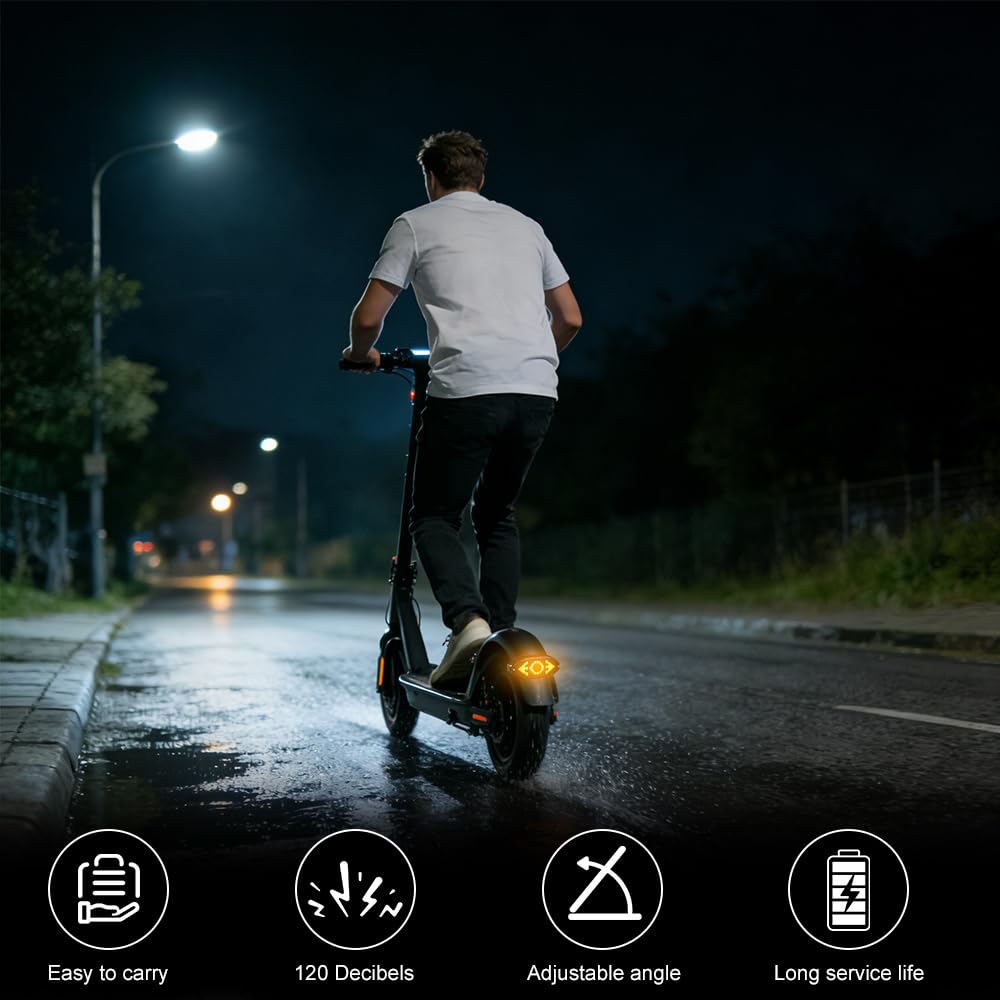 Blinker E Scooter, IPX4 USB Wiederaufladbar E Scooter Blinker mit Funkfernbedienung & Automatische Bremsanzeige & Kurvenwarnung, mit 5 Modi, für Xiaomi M365/Pro2/1S Ninebot - 5
