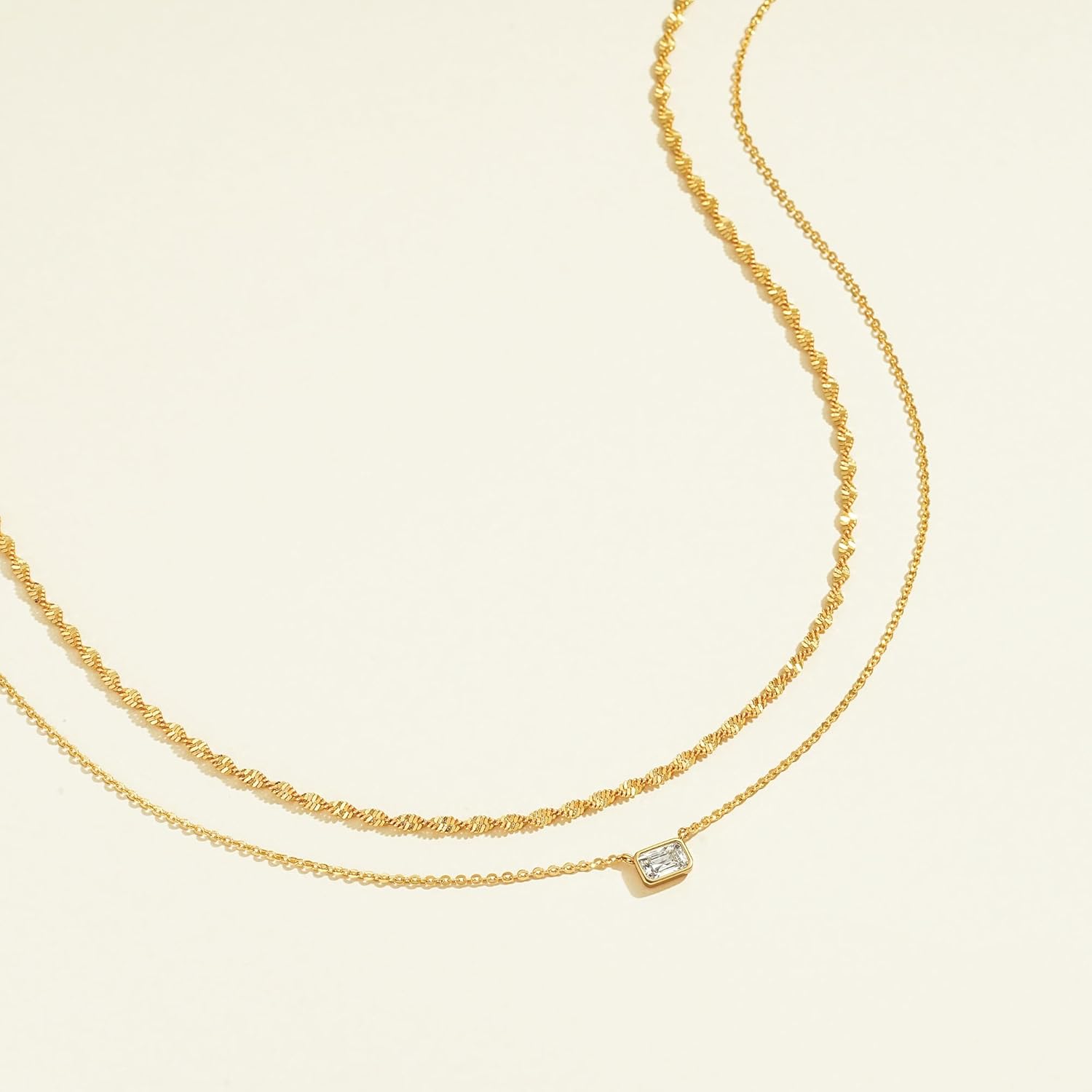 TONTMY STUDIOS Layered Gold Necklace for Women 14K Gold Plated Small Dainty CZ Pendant Layering Gold Necklaces Set Simple Chain Choker Necklace Trendy Jewelry for Women Gifts - Image 6