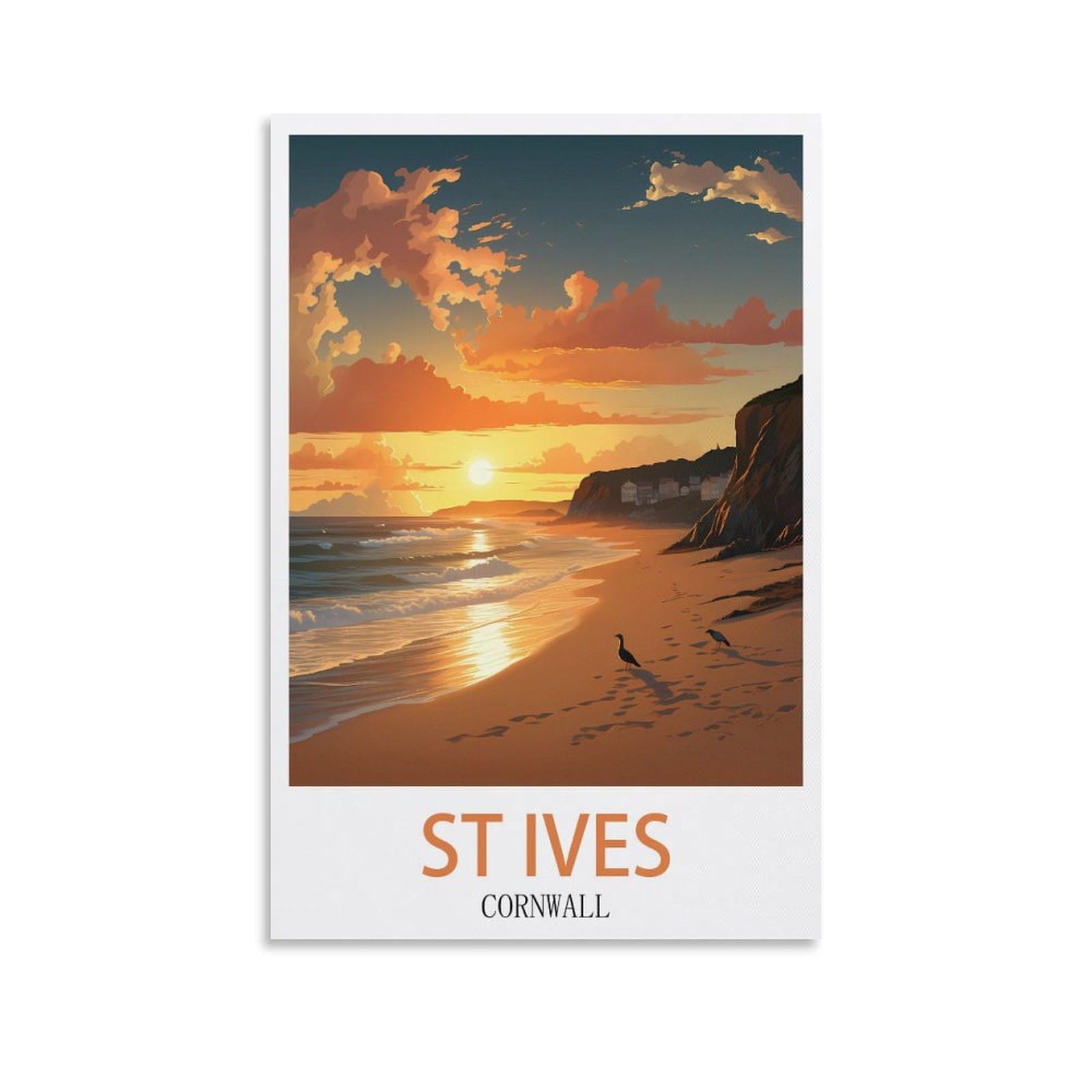 CEYHNO St Ives Cornwall Vintage Travel Posters 08x12inch(20x30cm) Canvas Art Poster And Wall Art Picture Print Modern Family Bedroom Decor