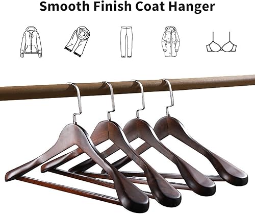 Miniatura 2 de Frogued Perchero antideslizante de madera de alta calidad, diseño de hombro ancho para ropa limpia y sin arrugas, superficie de gancho resistente,