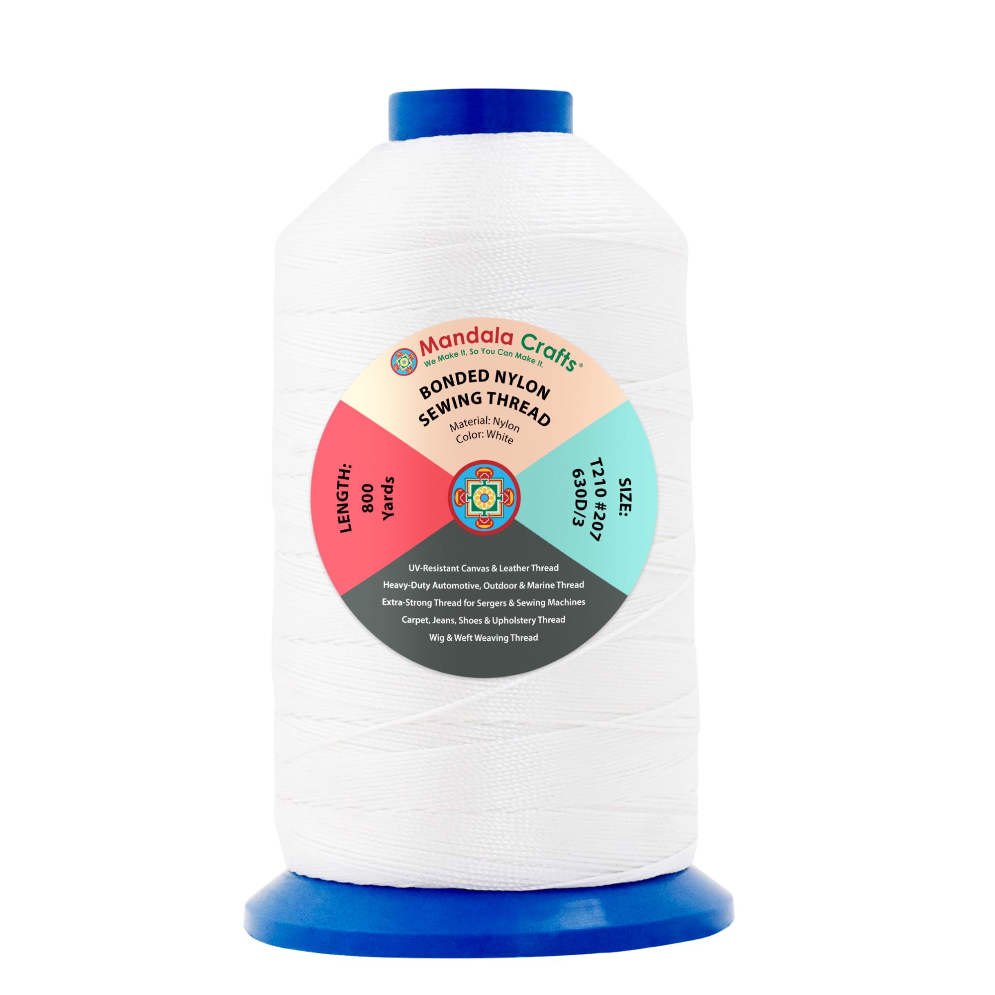 Amazon.com: Mandala Crafts Size 207 630D T210 White Bonded Nylon