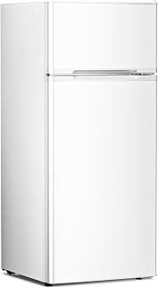 Antarctic Star Compact Refrigerator,4.5 Cu.Ft. Mini Separate Freezer Double 2-Door Adjustable Removable Shelves for Apartment/Dorm/Office,WHITE