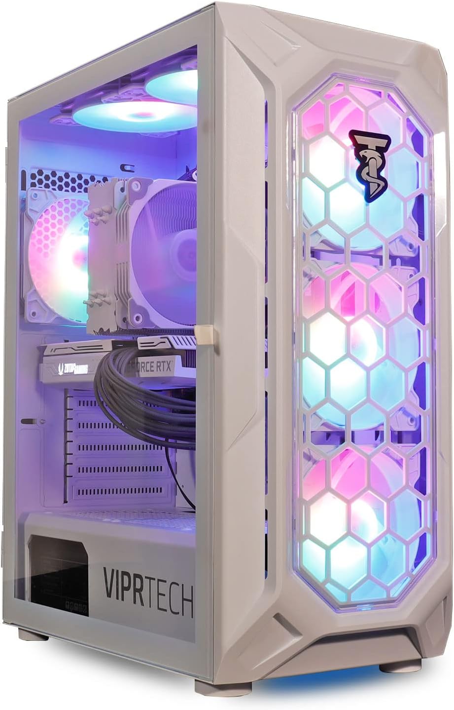 ViprTech Ghost 2.0 Gaming PC - AMD Ryzen 7 (4.4Ghz Turbo), RTX 3060 12GB, 16GB DDR4 RAM, 1TB SSD, 700W PSU, VR-Ready, Streaming, WiFi BT, RGB, Win 11, Desktop Computer White