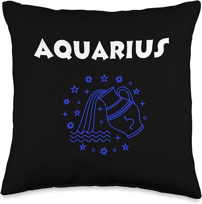 RightUR Aquarius Zodiac Sign Horoscope, Astrology, Aquarian Throw Pillow, 16x16, Multicolor