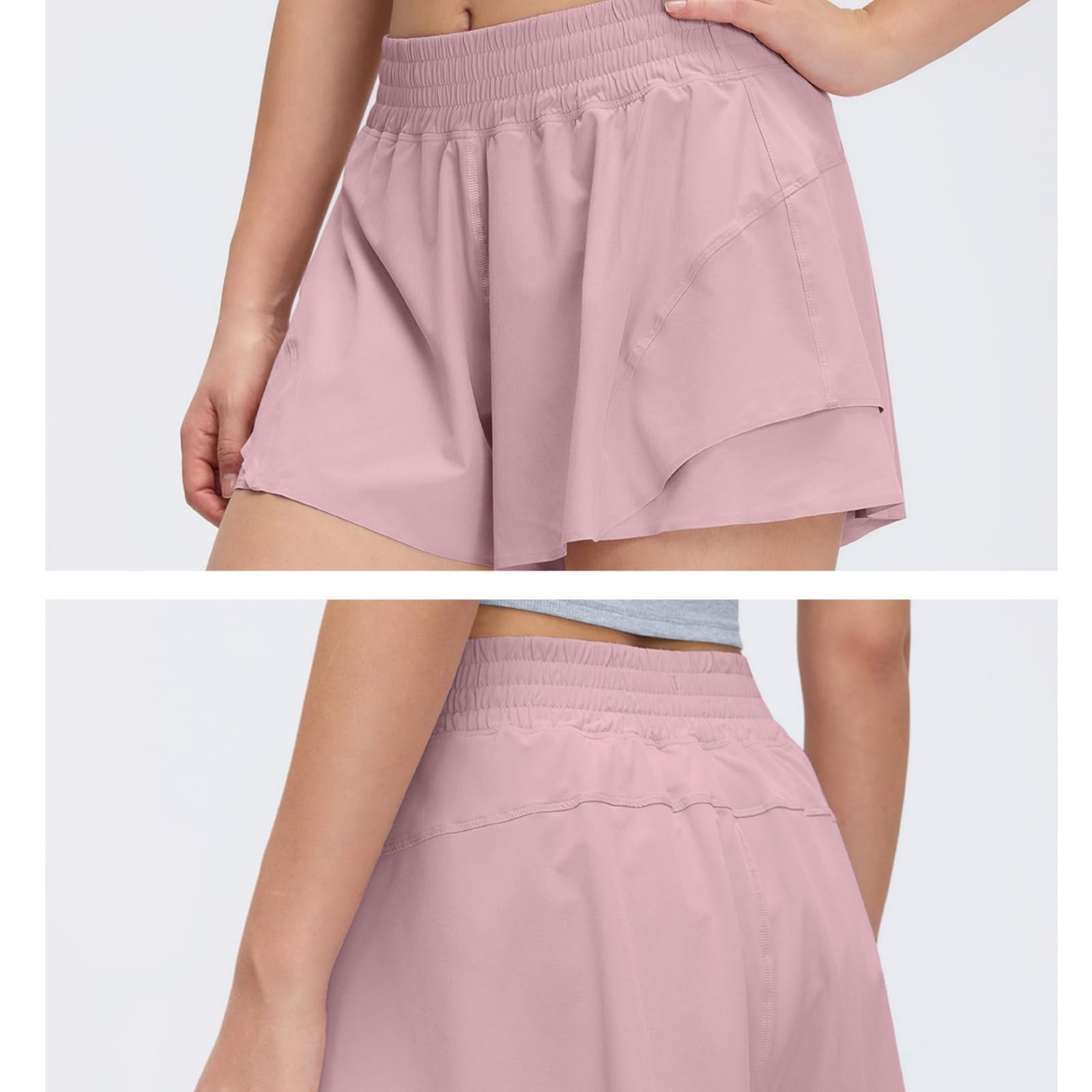 Pantaloncini Donna Sportivi Modello A Strati Plissettato con Ampia Fascia in Vita E Pantaloncini Interni, Ideale per Tennis E Allenamento in Palestra