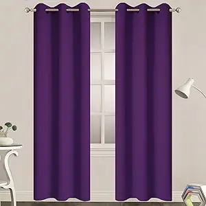 Yakamok Blackout Curtains for Bedroom,Thermal Insulated Blackout Grommet Top Drapes for Living Room,Purple,38x84 Inch, 2 Panels