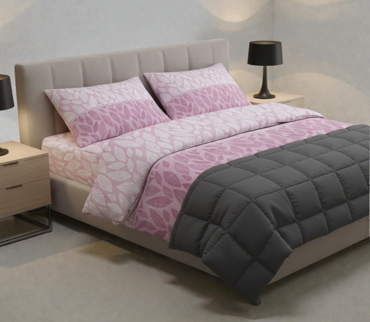 L'Emporio Casa Set Lenzuola in Flanella, Cotone Italiano 100% Pettinato, Anti-Pilling Varie Misure (Fooda Rosa, Matrimoniale)