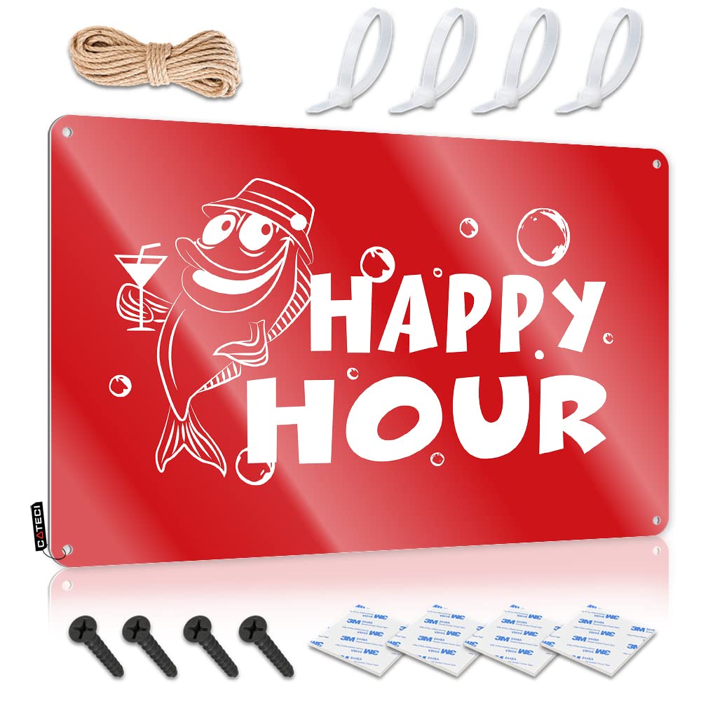 STWNVOITV Warning Tin Sign Happy Hour Fish Royal Tin Sign Beer Bar Metal Sign Retro Metal Signs(30X40CM)