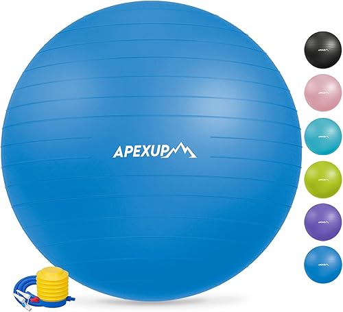 APEXUP Pelota de yoga, silla antideslizante de estabilidad, pelota de gimnasio grande resistente para fitness, equilibrio, entrenamiento central y