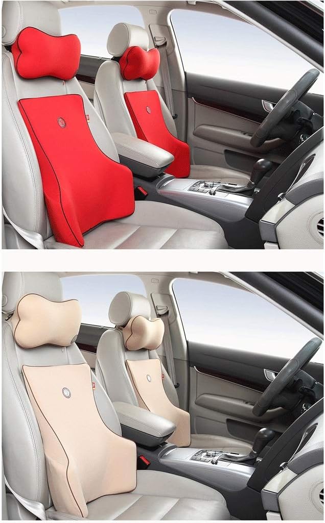 Lumbar Pillow Car Lumbar Driving Lumbar Pad Waist Comfort Seat Cushion Lumbar Pillow Memory Cotton Headrest Lumbar Suit(Black)