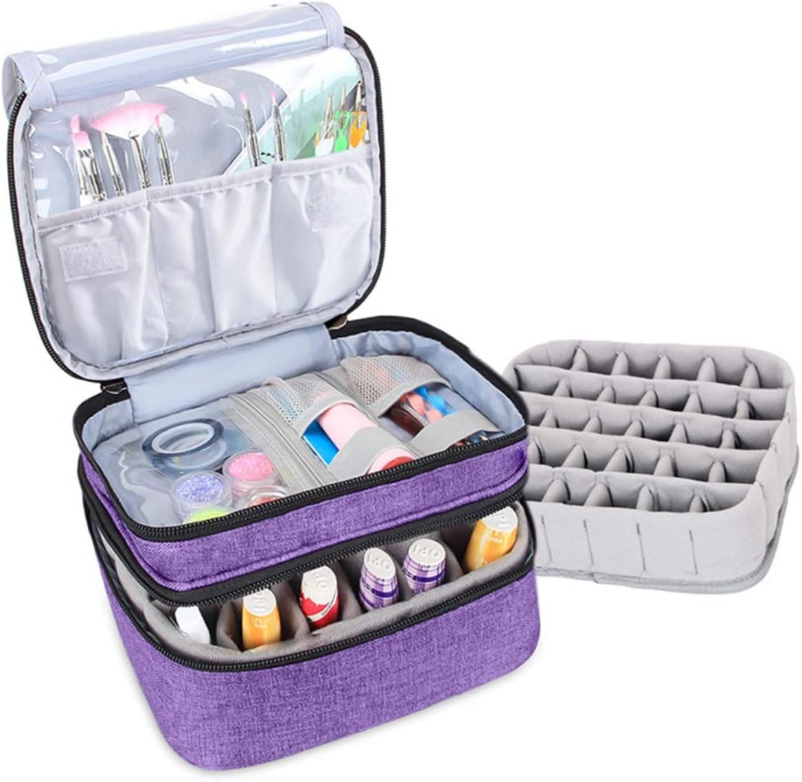 Storage Case Handle Double Nail Polish Carrying Bag for Bottles Capacity Portable Organizer for Cosmetics Material for Women