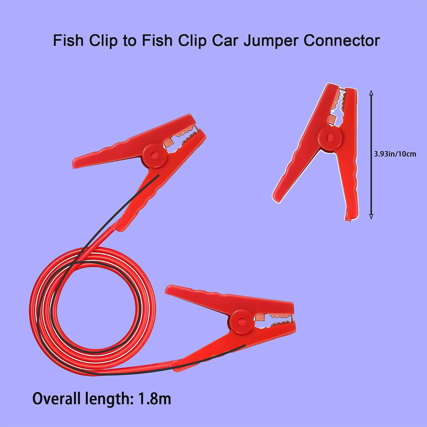 Alligator Clip car Jump Start Cable Jumper Cables for Car Battery Jumper Cables with Alligator Clips 10AWG 5.9ft for Cars, Motorcycles etc.(Y-Y 10A 1.8m)